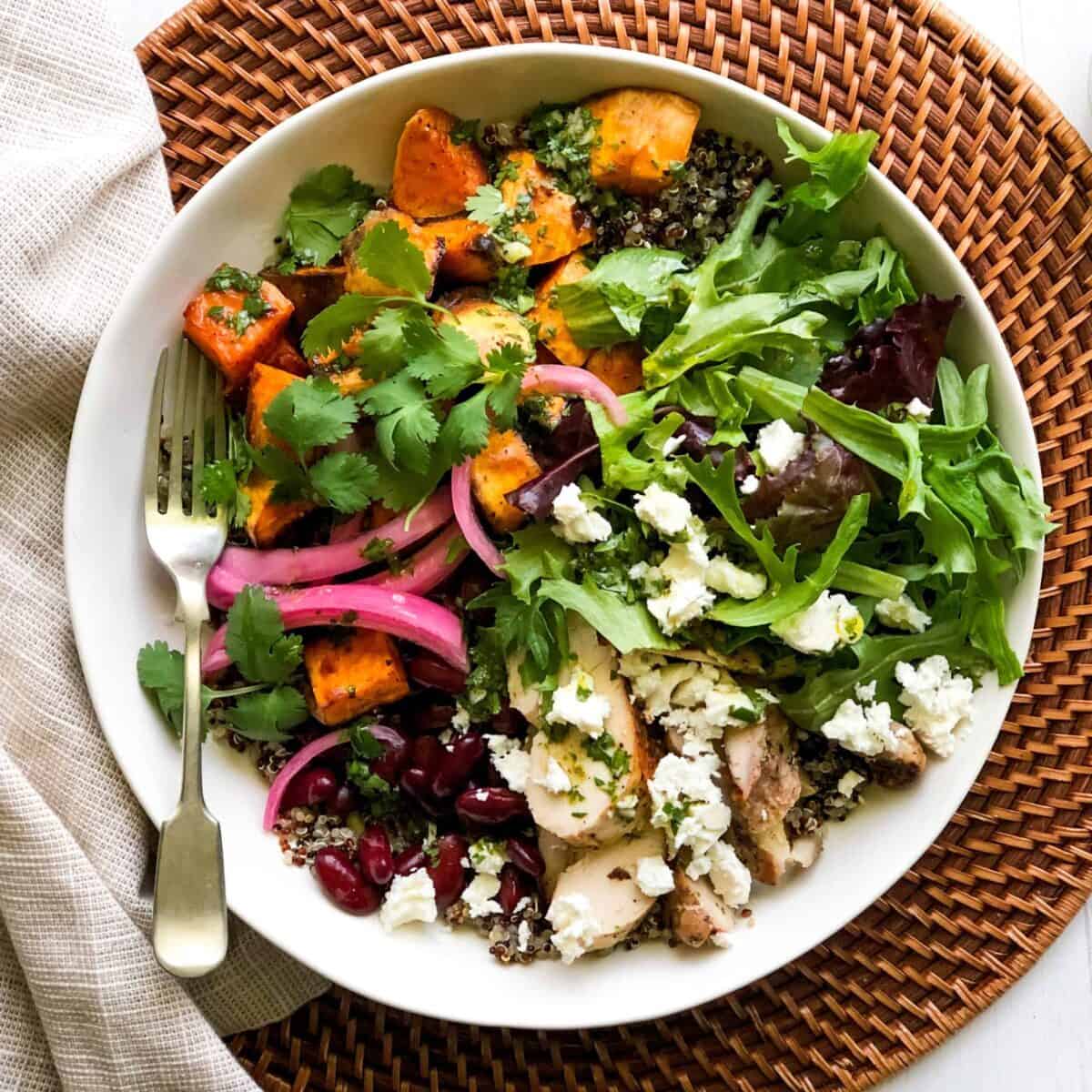 Harvest Sweet Potato and Quinoa Bowls with Chicken