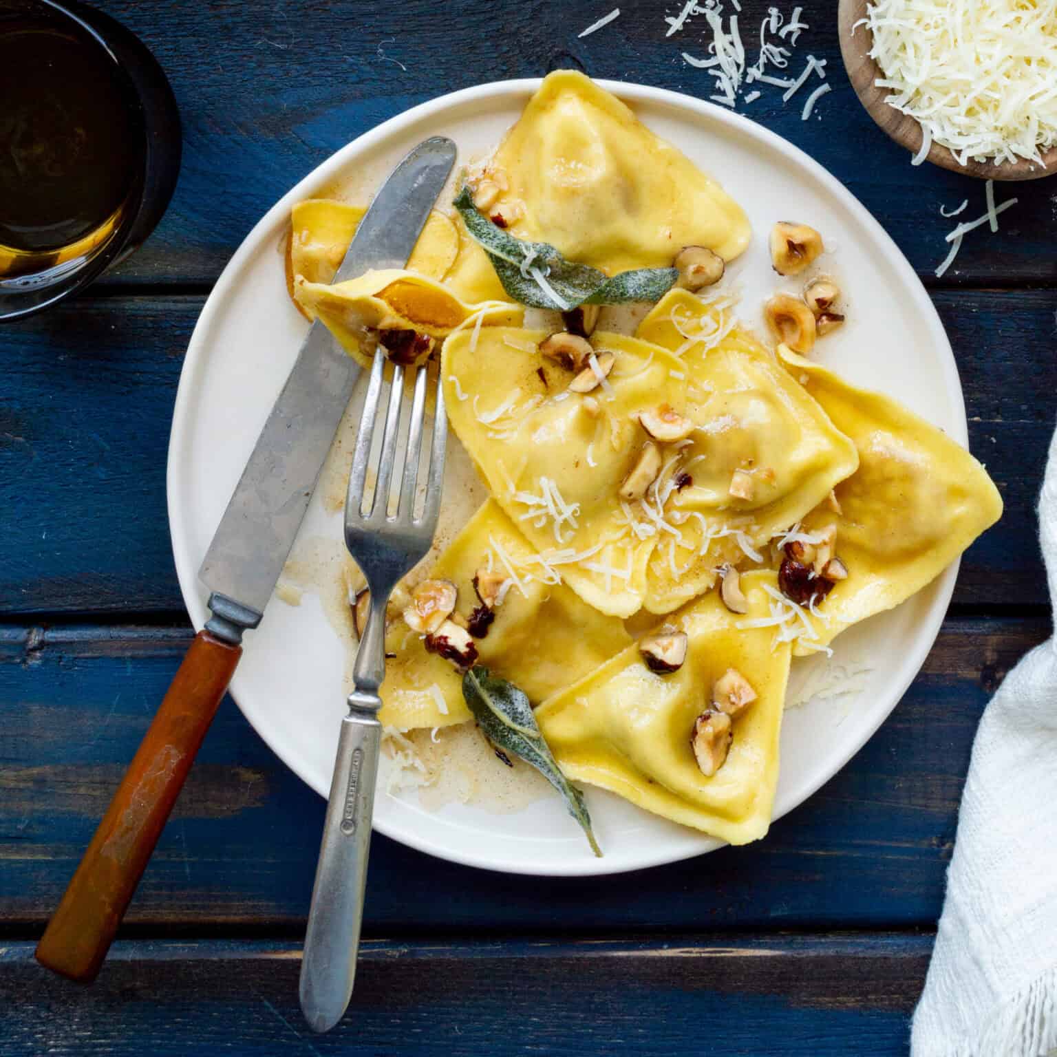 Butternut Squash Ravioli with Sage Browned Butter Sauce - Little Black ...