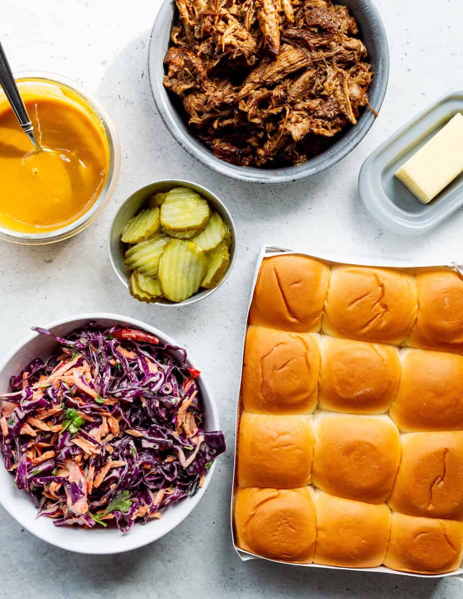 Ingredients for BBQ Pulled Pork Sliders.
