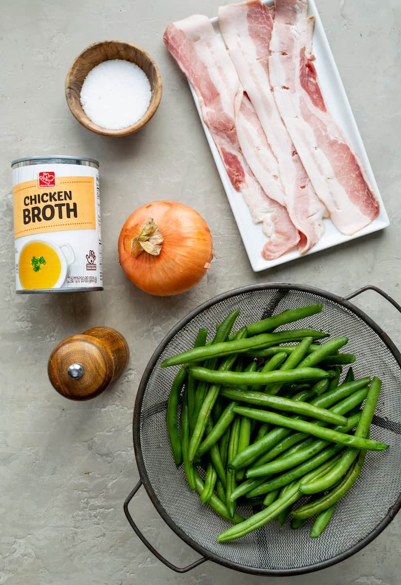 Ingredients for Babe's Green Bean recipe.