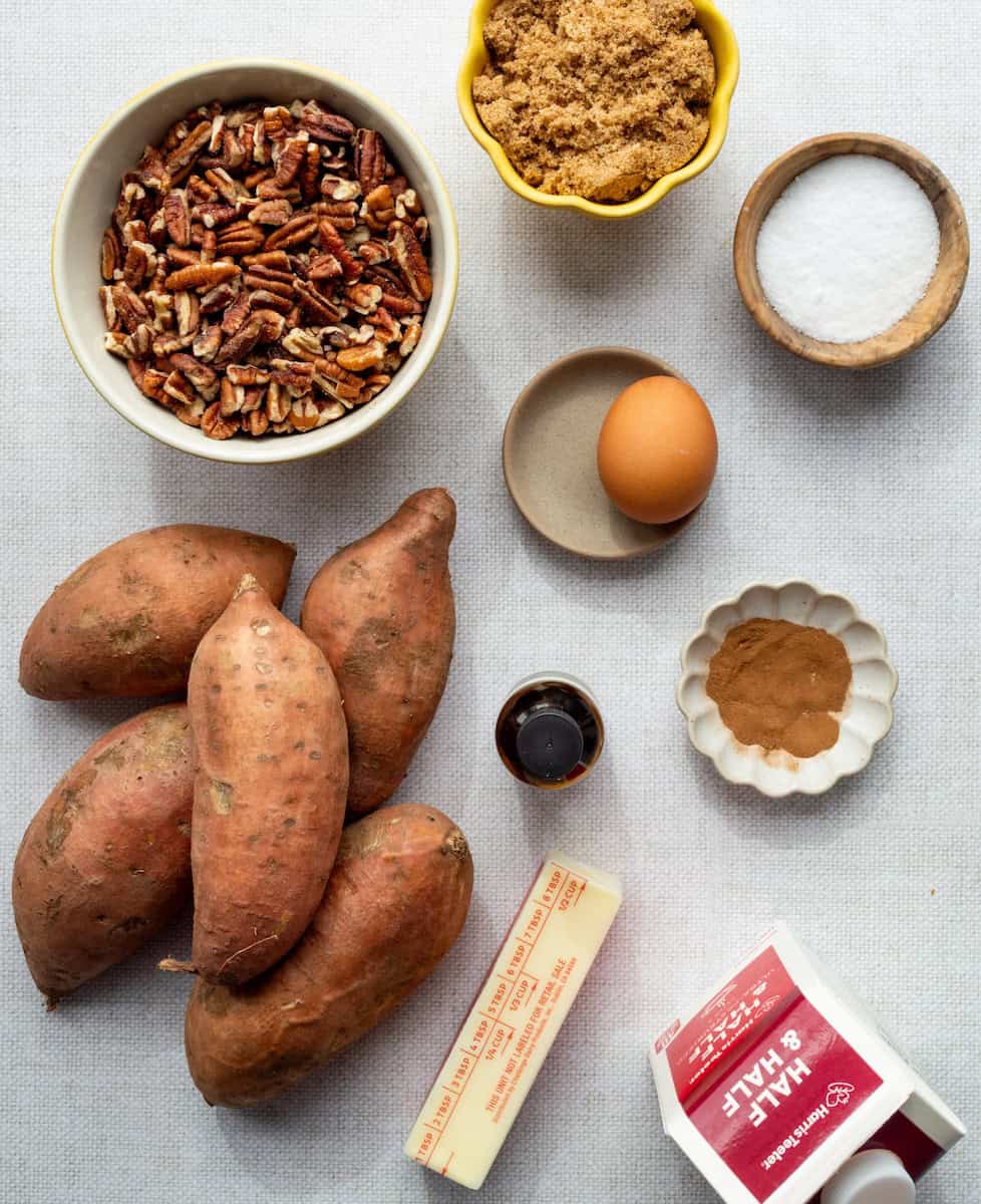 Ingredients for Sweet Potato Casserole.