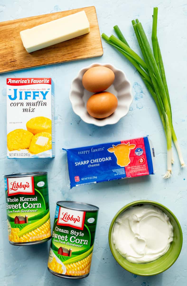 Ingredients for Pollo Tropical corn souffle recipe.