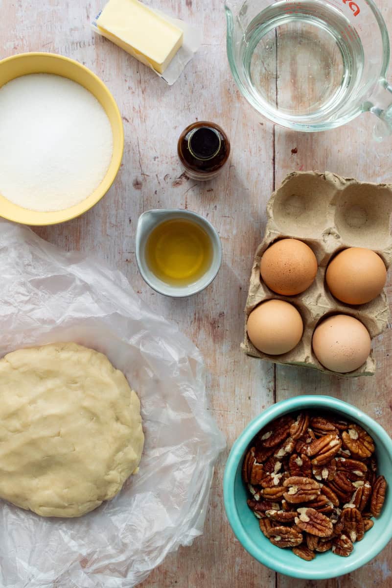 Ingredients for Goode Company Pecan Pie recipe.