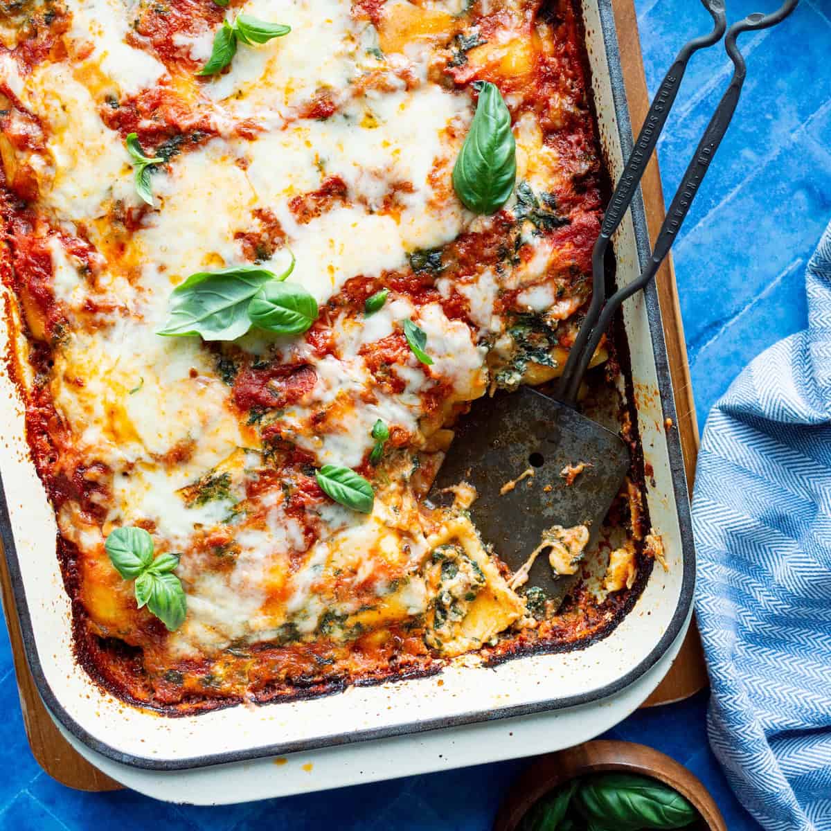 Lazy Lasagna with Frozen Cheese Ravioli