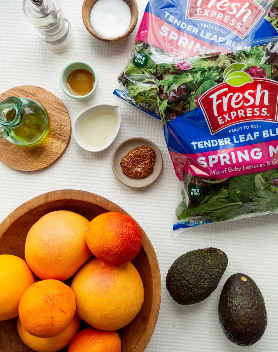 Ingredients for winter citrus salad.