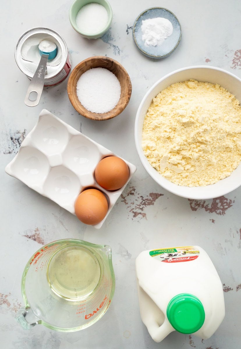 Ingredients for sweetie pie's buttermilk cornbread recipe.