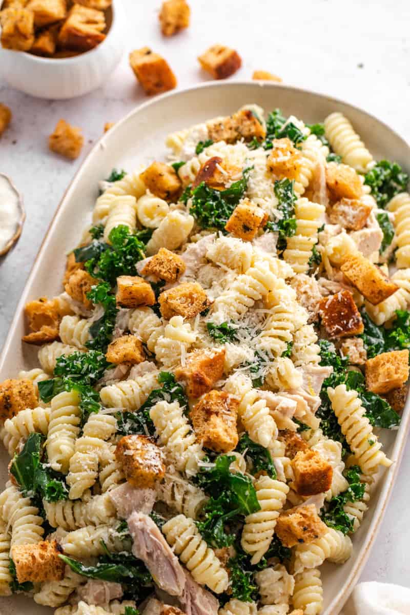 Chicken Caesar pasta salad.