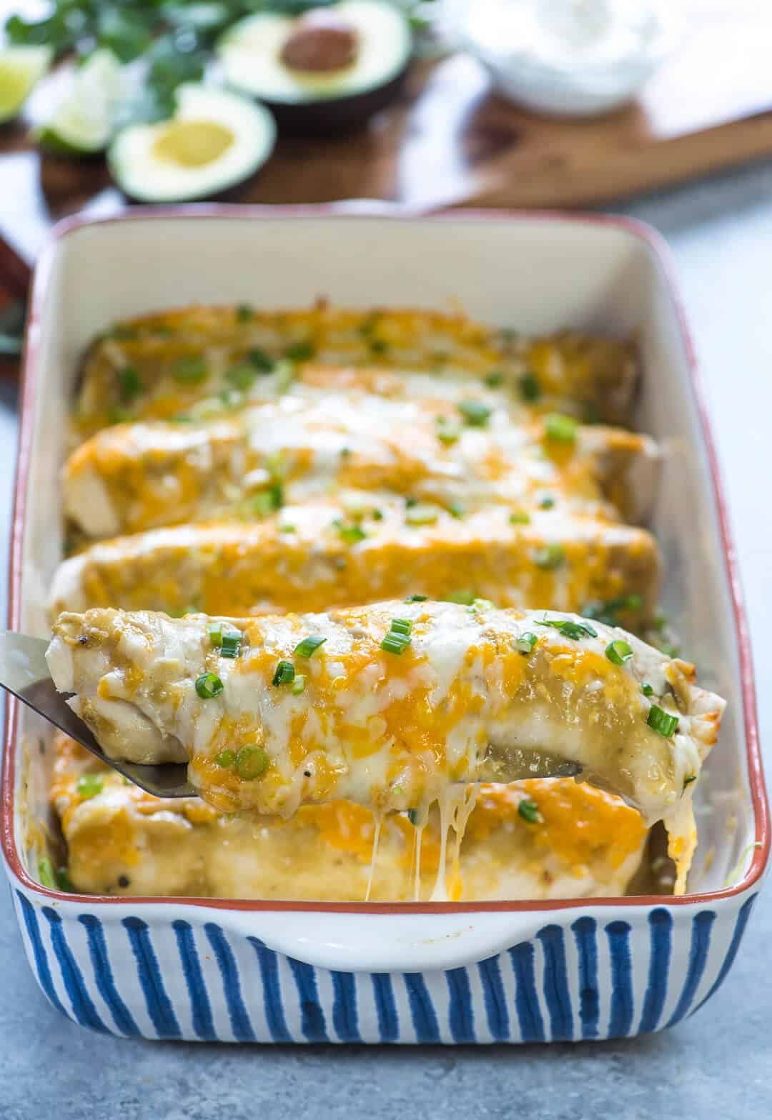Green chile chicken smothered burritos.