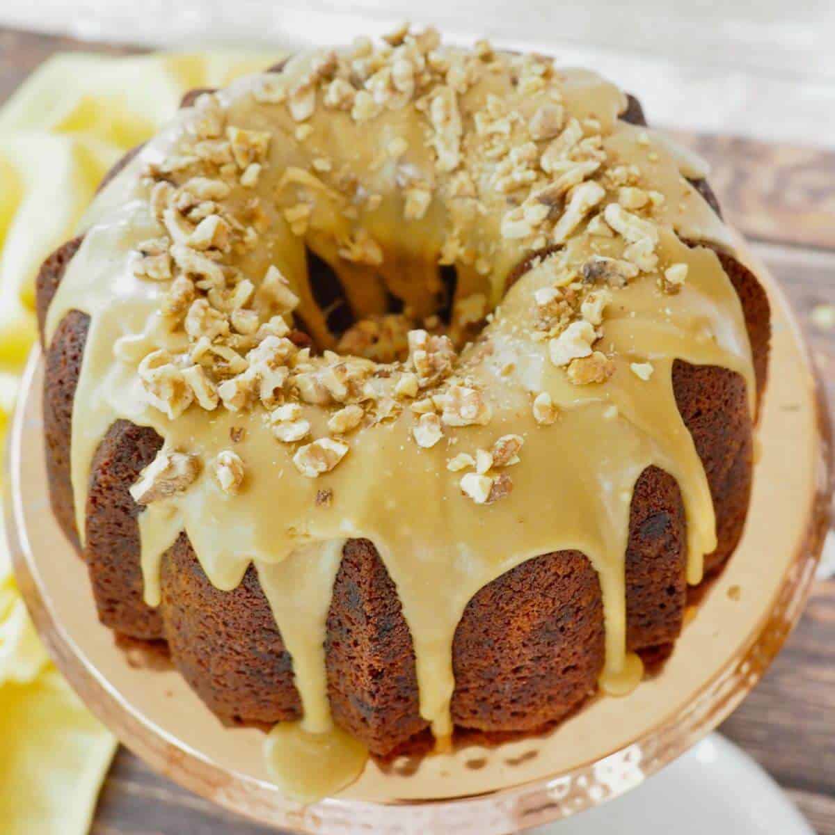 Banana bread Bundt cake with brown butter glaze.