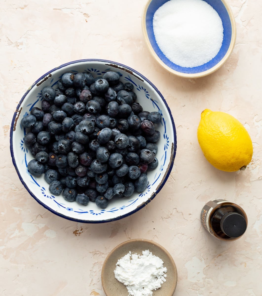 Ingredients for blueberry compote.
