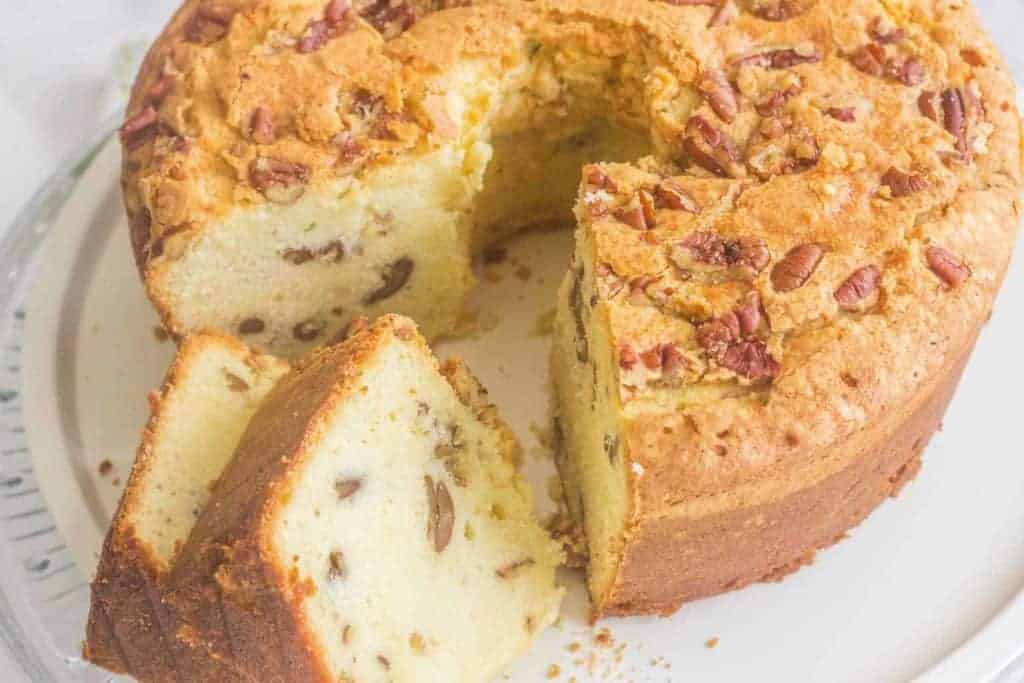 Pecan buttermilk pound cake.