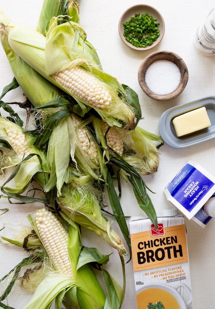 Ingredients for creamed corn recipe.